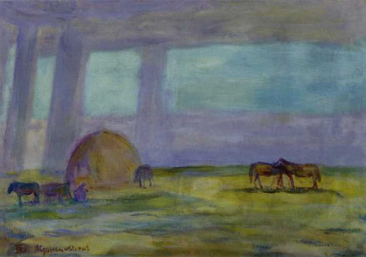 Павел Варфоломеевич Кузнецов в степи