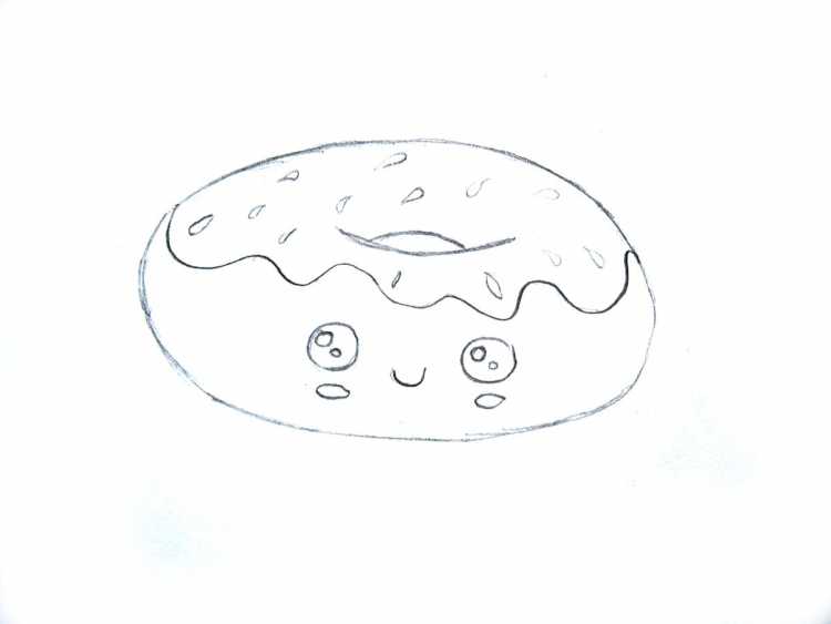 Пончик рисунок карандашом