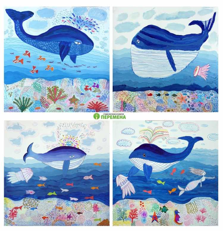 Кит живопись для детей