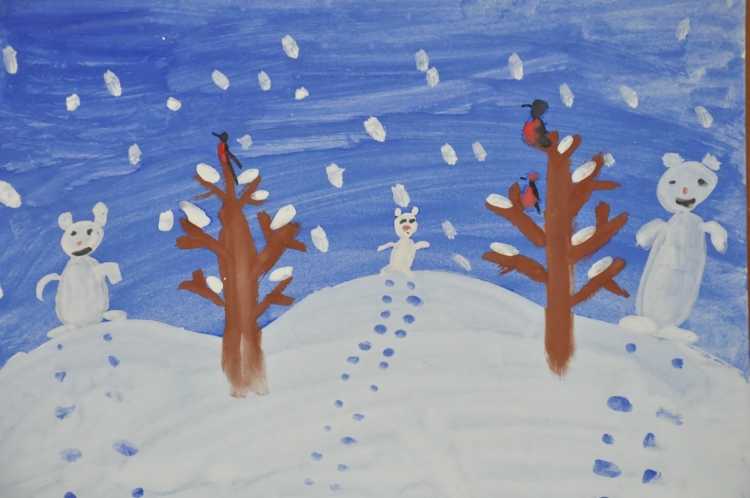 Рисование на тему первый снег