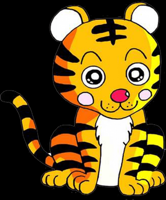 Тигренок милый контур