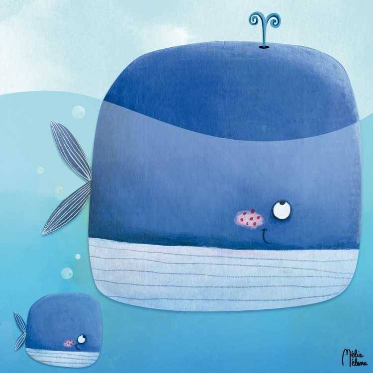 Рисунок кита с китенком для детей
