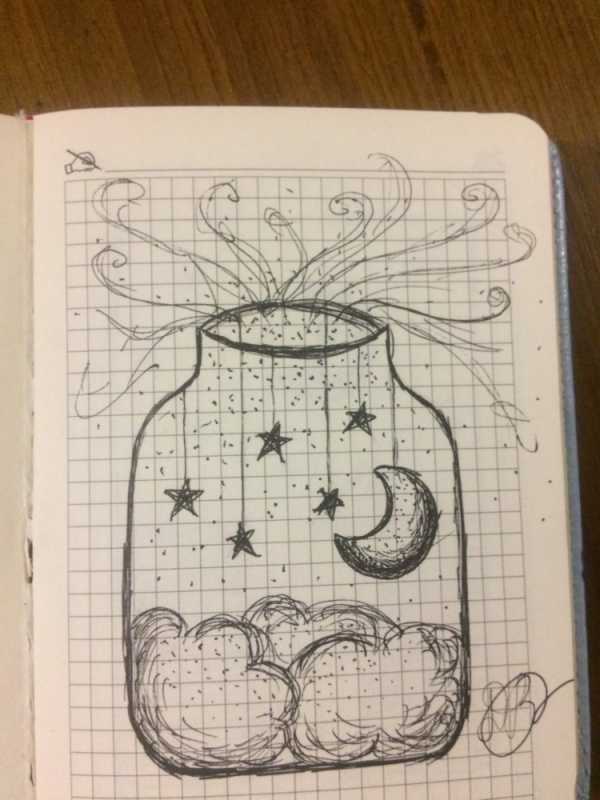 Рисунки в тетради в клеточку ручкой