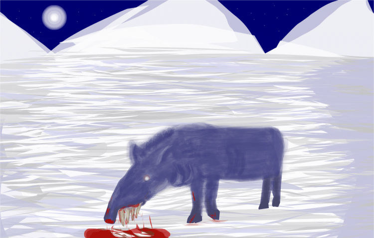 Песец акварель