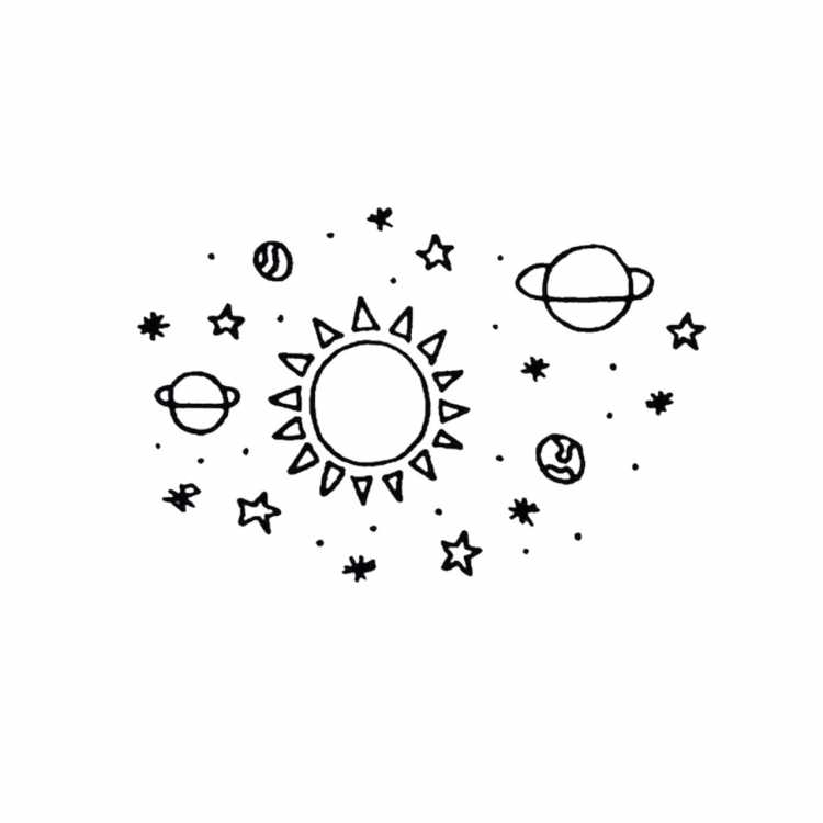 Рисунки для срисовки космос черно белый