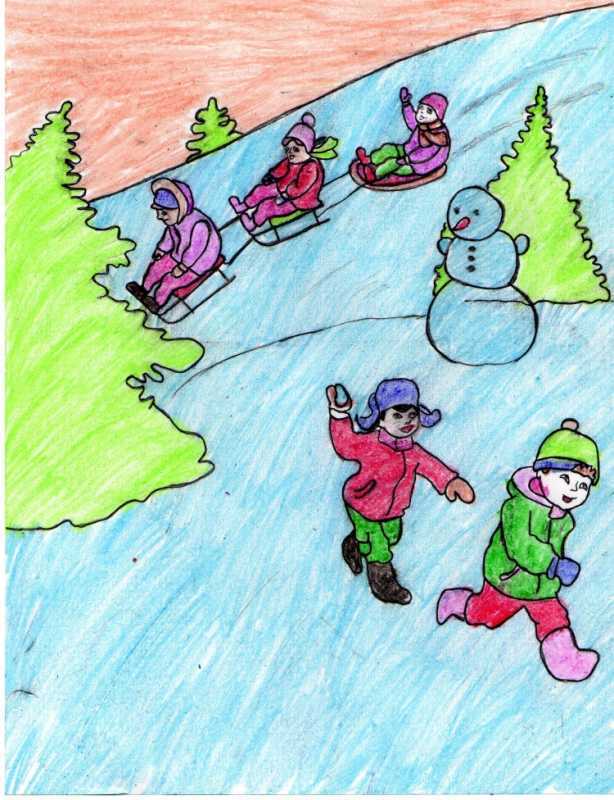 Как нарисовать зимние забавы