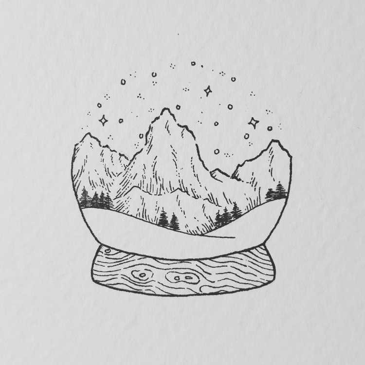 Рисунки для скетчбука лёгкие горы