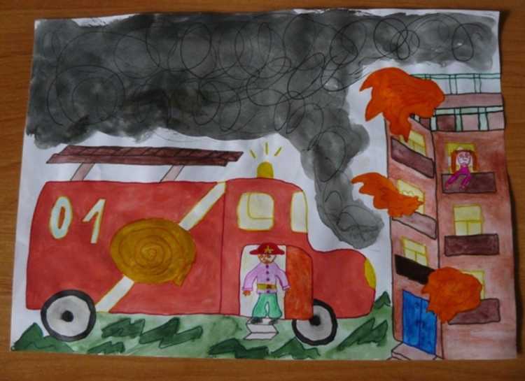 Рисование на тему пожарная безопасность в подготовительной группе