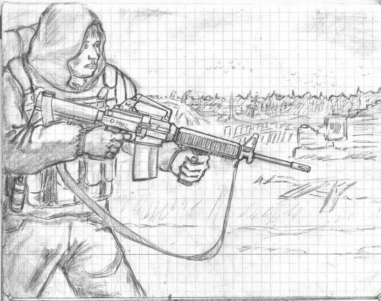 Нарисовать сталкера карандашом