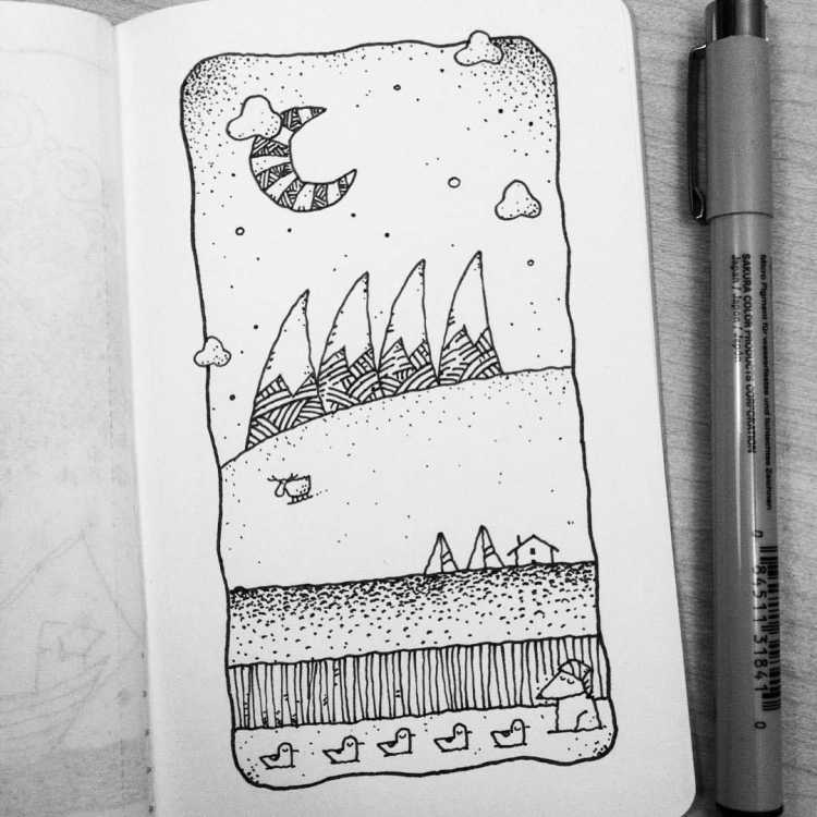 Рисунки для скетчбука для начинающих