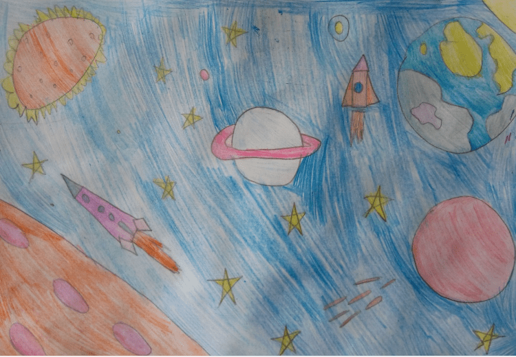 Космос рисунок карандашом