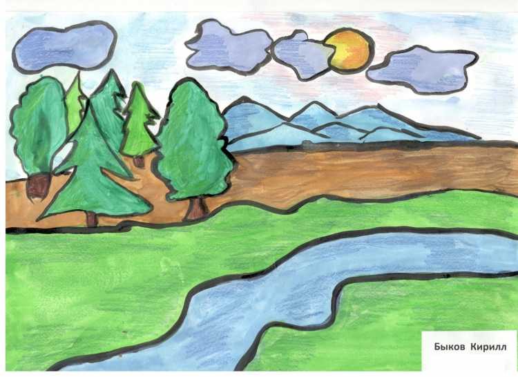 Пейзаж легкий для детей
