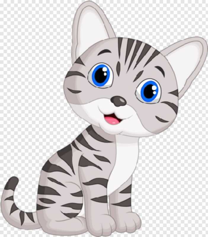 Мультяшный котенок на прозрачном фоне