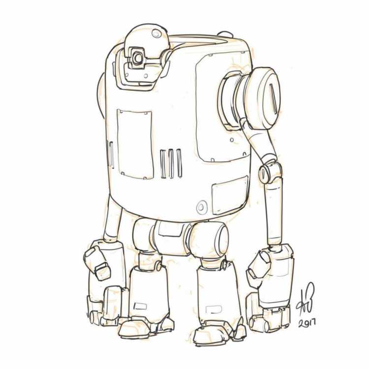 Робот рисунок карандашом