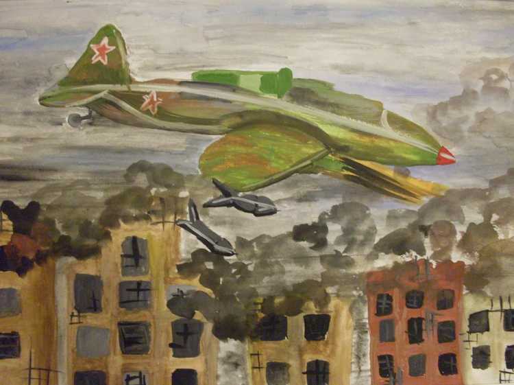 Рисунок на военную тему мазками