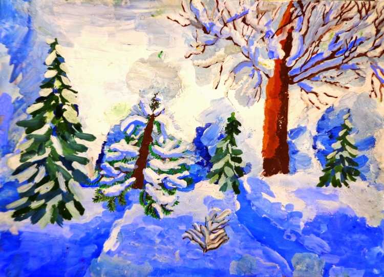 Рисование зима красавица