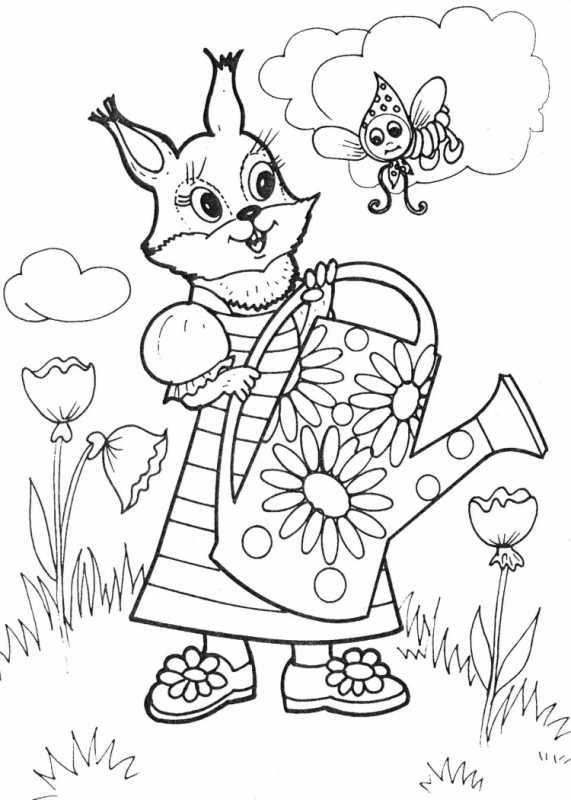Белочка раскраска для малышей цветная