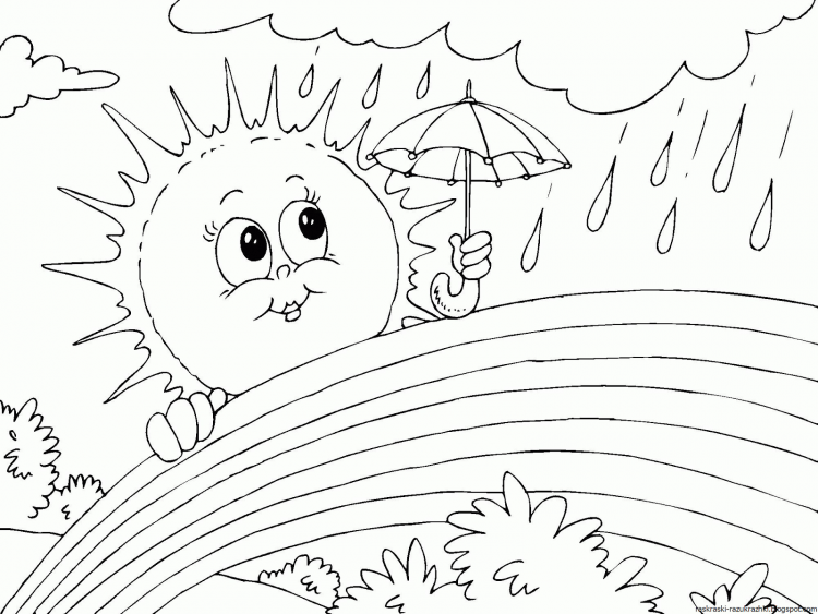 Раскраска Радуга с облаками