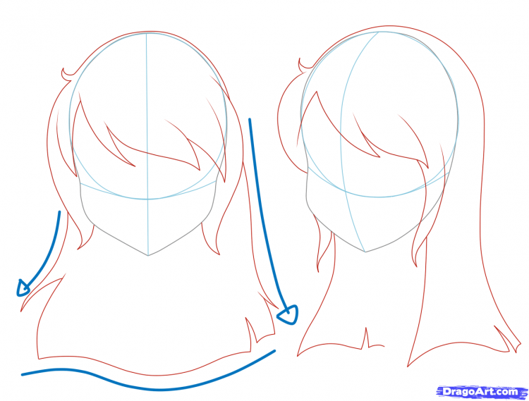 Аниме рисунки волос пошагово