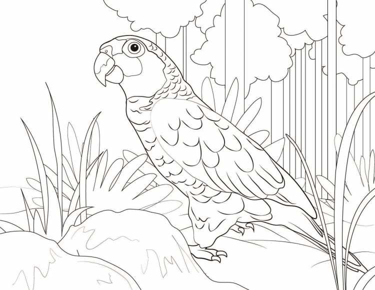 Попугай Амазон раскраска