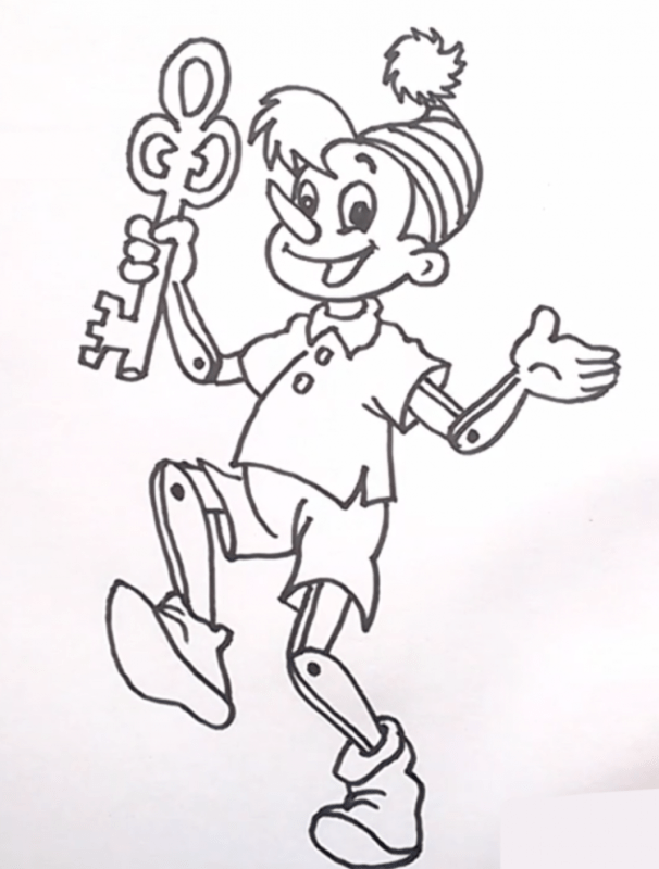 Раскраска Буратино и папа Карло