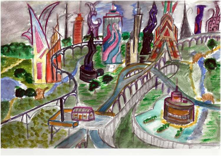 Город будущего рисунки детей