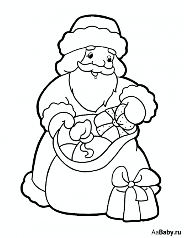 Шаблон Деда Мороза для разукрашивания