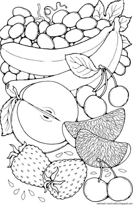Фрукты раскраска для детей