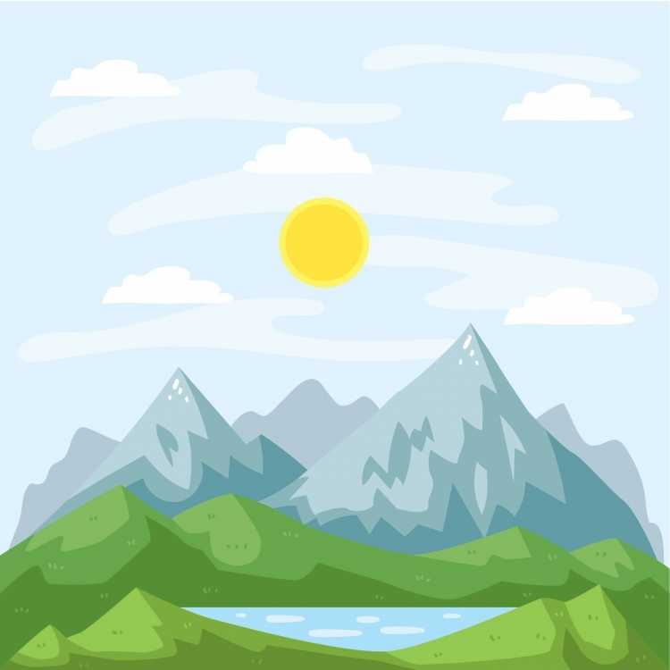 Горы озеро вектор