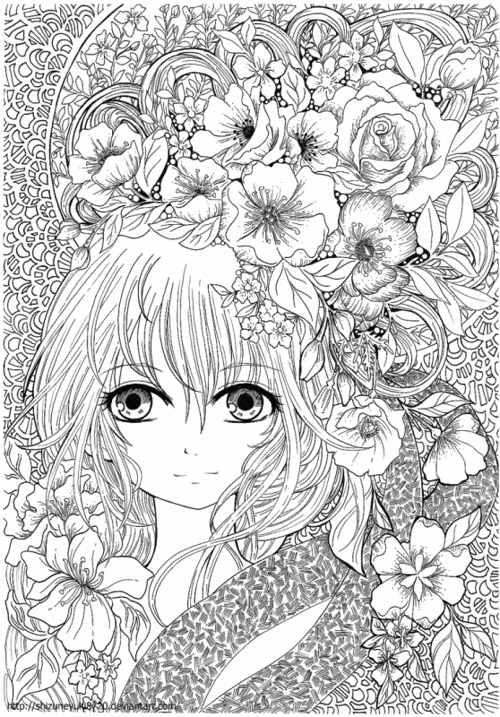 Раскраски антистресс для девочек аниме