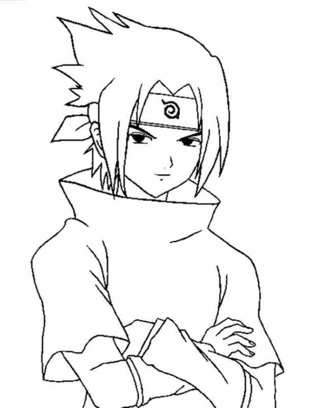Раскраски аниме Наруто Саске