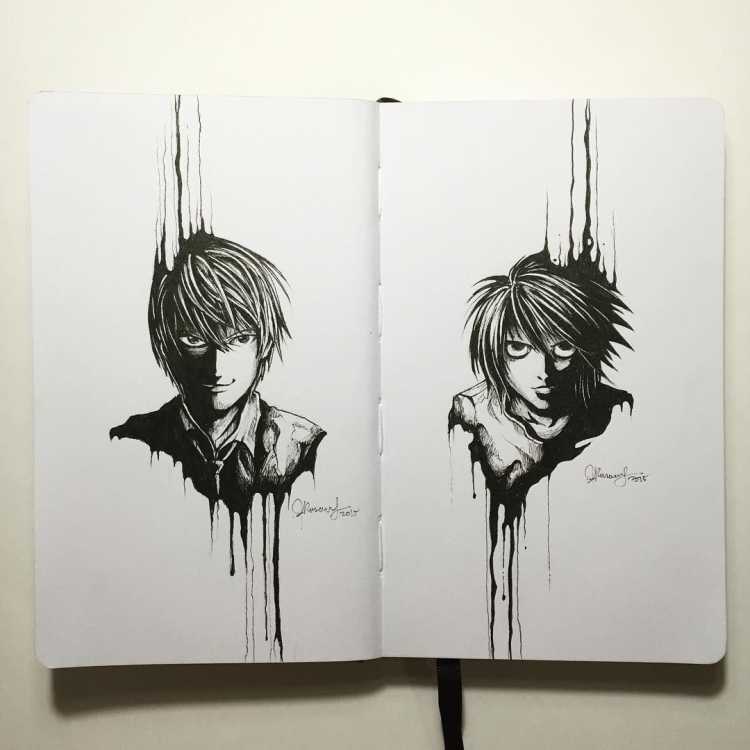 Тату тетрадь смерти Ягами Лайт