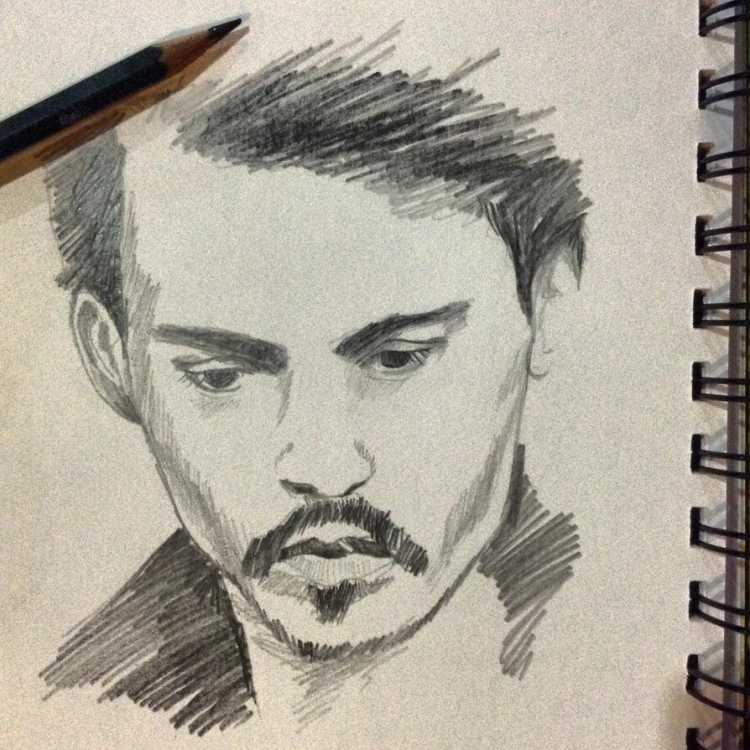 Нарисовать Джонни Деппа поэтапно