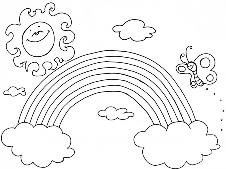 Раскраска Радуга с облаками