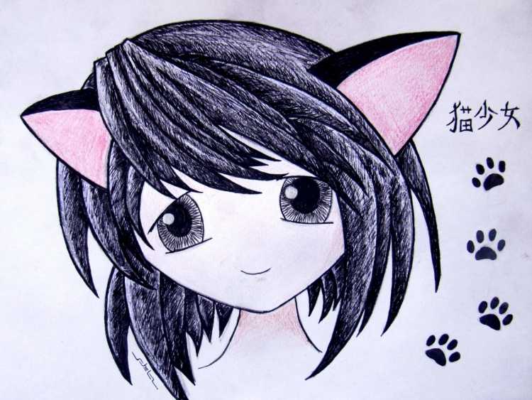 Чиби карандашом девушки