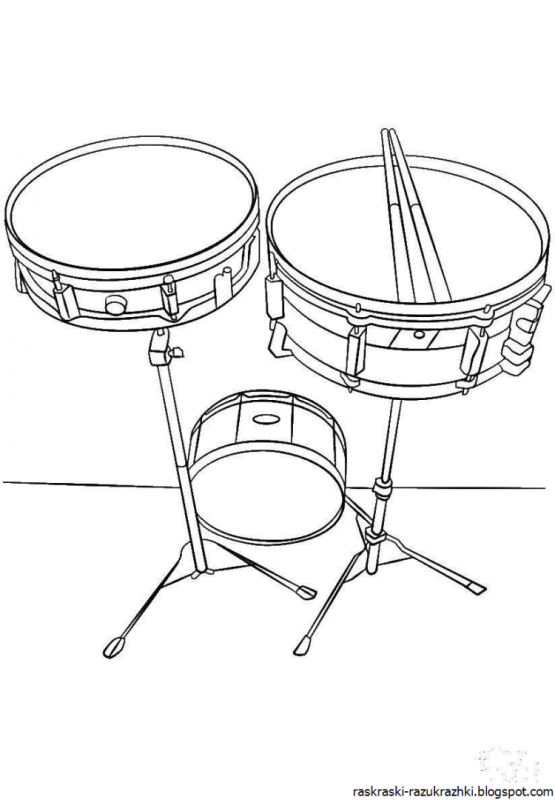 Музыкальные инструменты черно белые