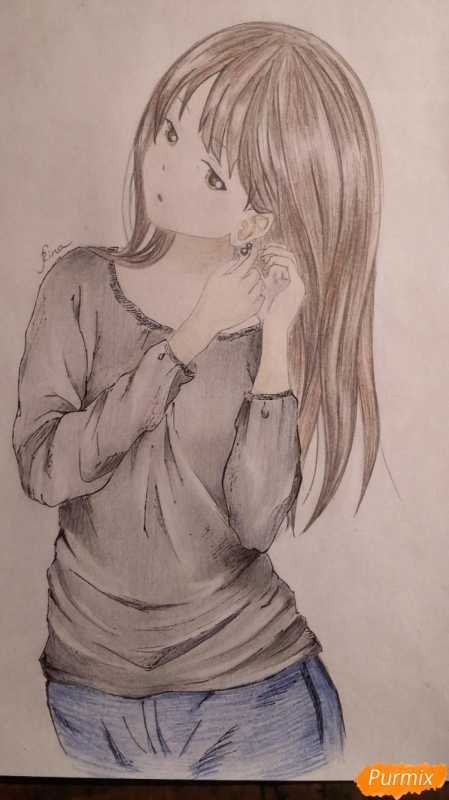 Рисунки аниме девушек карандашом