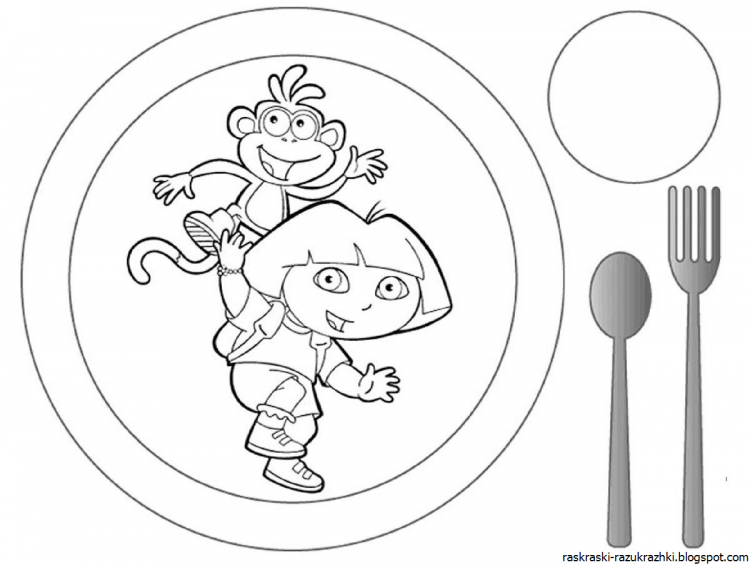 Тарелка раскраска для детей