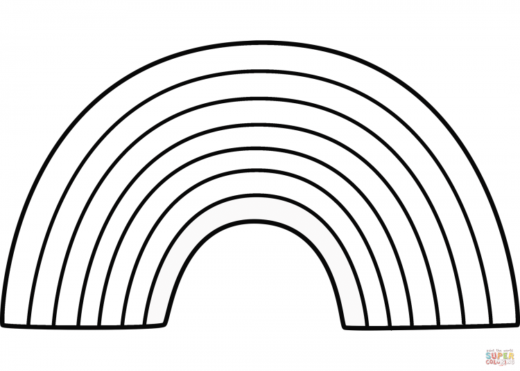 Раскраска пейзаж с радугой