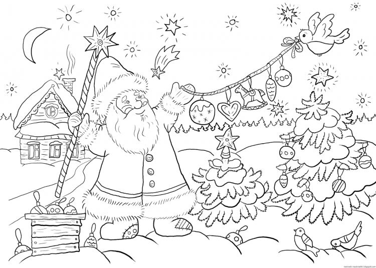 Новогодняя разукрашка для детей