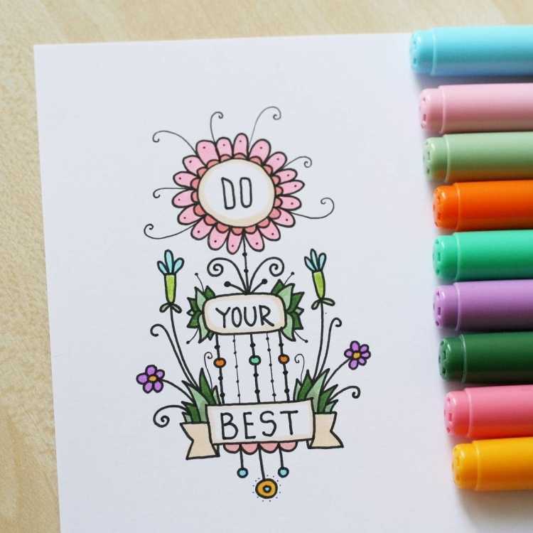 Рисунки в ежедневнике маркерами