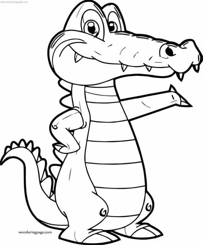Раскраска крокодил мультяшный