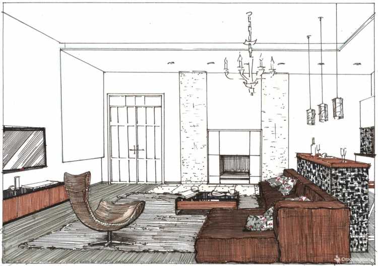 Интерьер эскиз графический