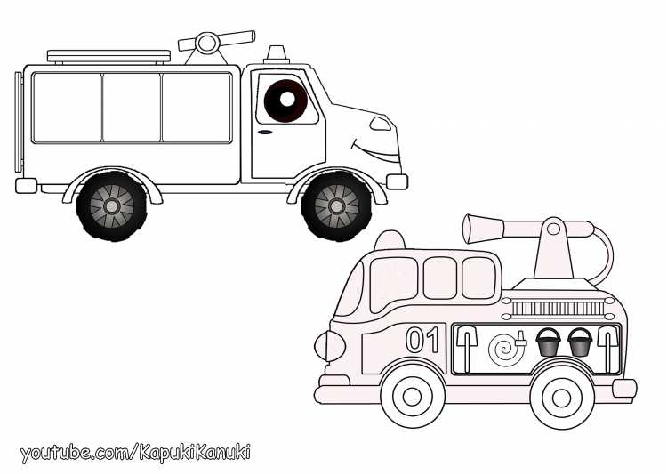 Пожарная машина раскраска для детей