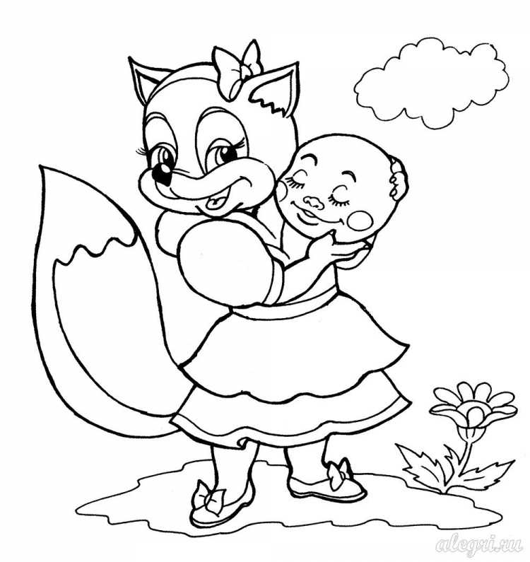 Лиса и Колобок раскраска