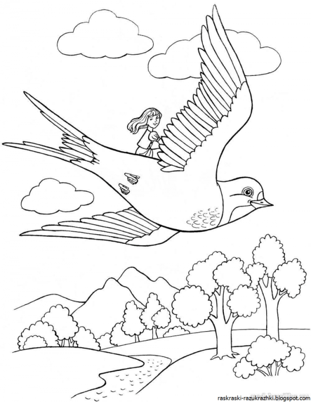 Ласточка раскраска для детей