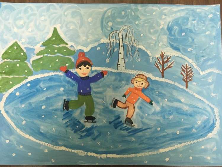 Зимние забавы дети на лыжах