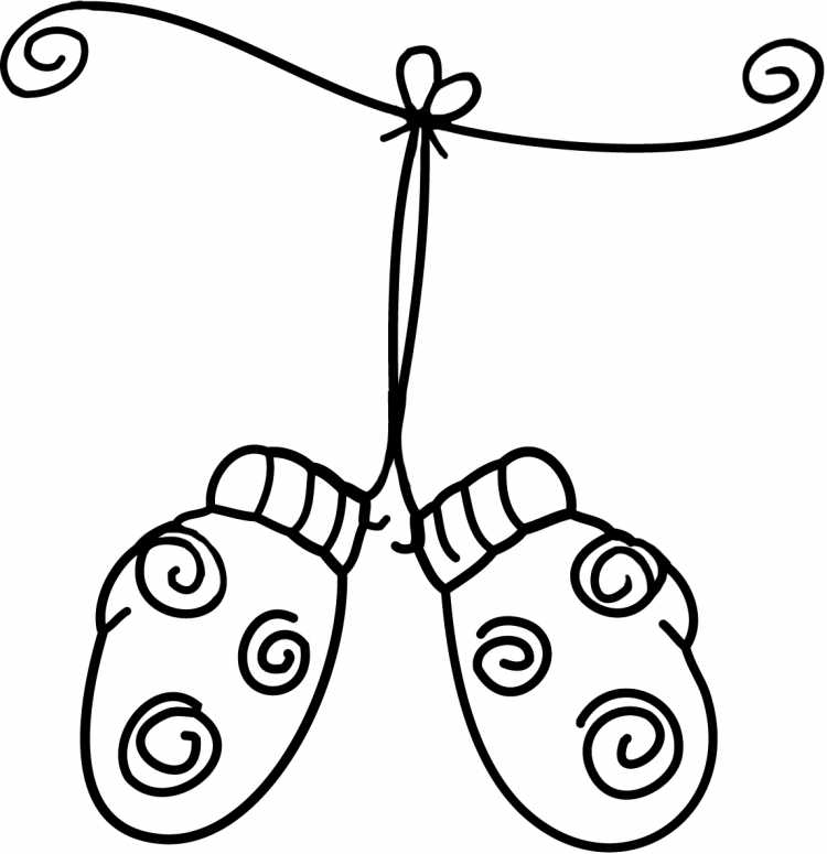 Варежки раскраска с верёвкой