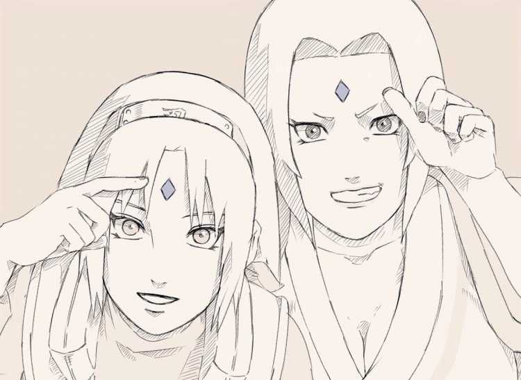 Наруто и Джирайя Саске и Орочимару Сакура и цунаде