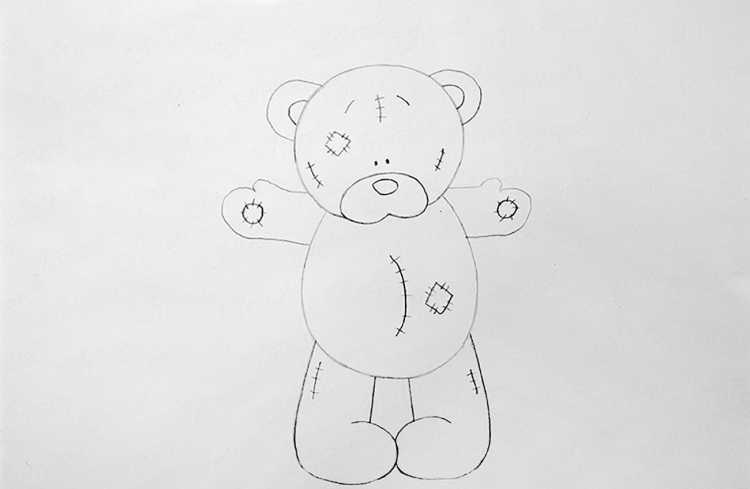 Мишка Тедди рисунок карандашом